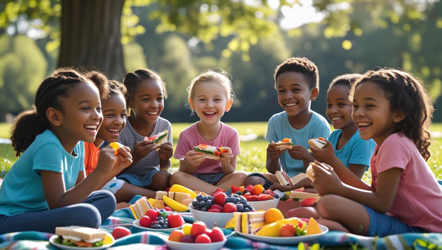 Volunteers serving meals to children
